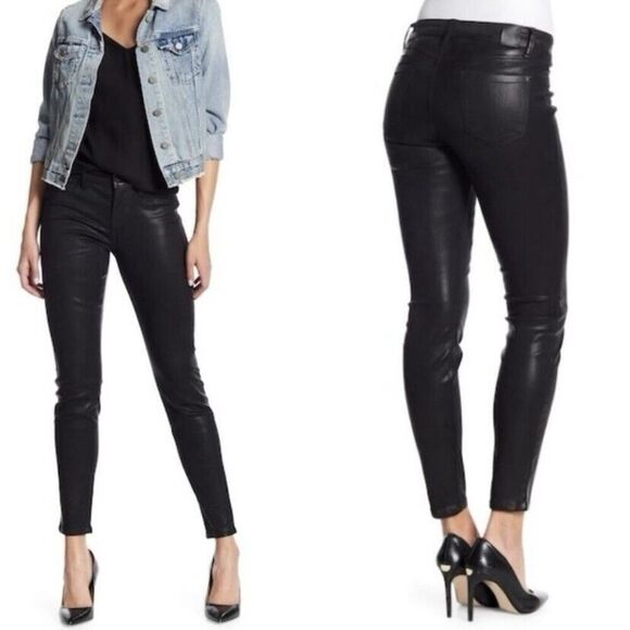 Level 99 Coated Skinny Jeans Black Size 27 (4) - Picture 1 of 13